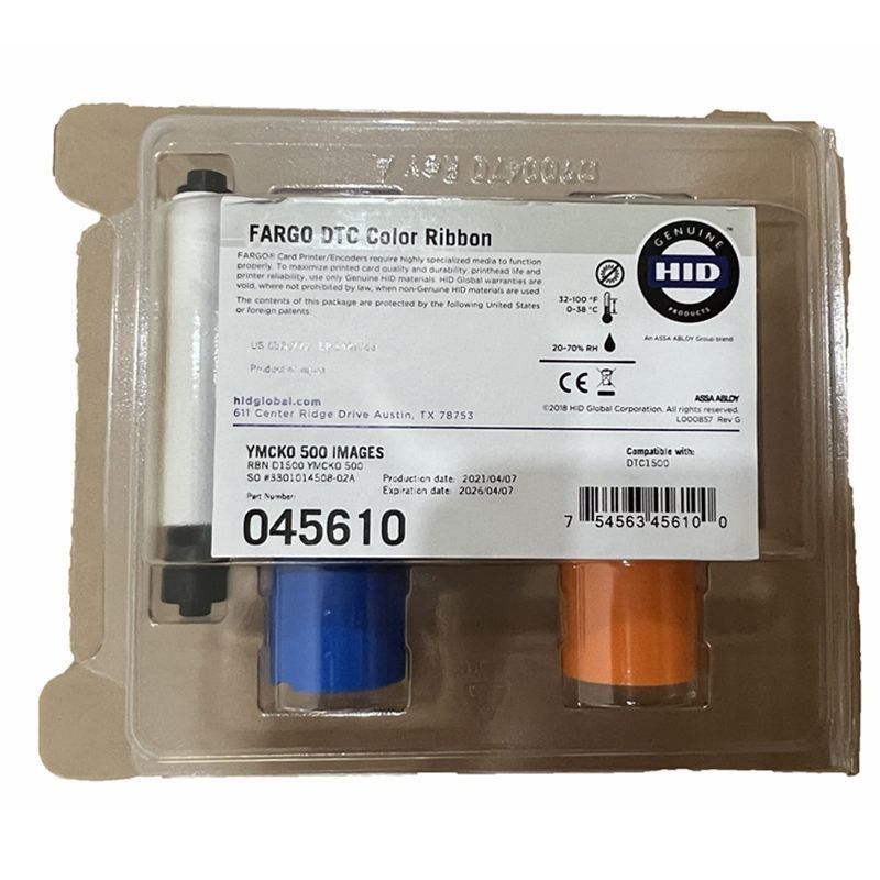 Larghezza 9 mm Originale nascosto Fargo 45610 YMCKO Nastro a colori per DTC1500 500 stampe